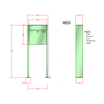 RENZ PLAN, Anlage ohne Installationskasten, Kasten 400x440x160, 1-teilig, mit Fußplatten zum Aufschrauben, 60-0-60057