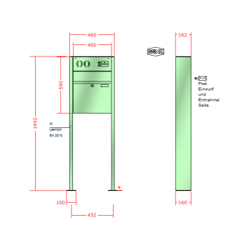 RENZ PLAN, Anlage mit Installationskasten, Kasten 400x440x160, 1-teilig Installationkasten waagerecht, zum Einbetonieren, 60-0-60150
