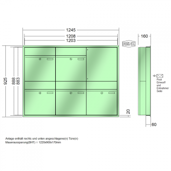 RENZ PLAN, Anlage ohne Installationskasten, Kasten 400x440x160, 5-teilig, 60-0-60304