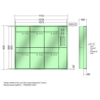 RENZ PLAN, Anlage mit Installationskasten, Kasten 300x440x160, 6-teilig, 60-0-60314