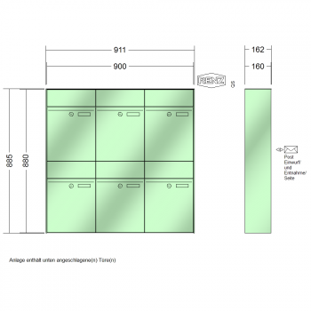 RENZ PLAN, Anlage ohne Installationskasten, Kasten 300x440x160, 6-teilig, 60-0-60326