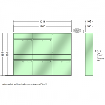 RENZ PLAN, Anlage ohne Installationskasten, Kasten 400x440x160, 5-teilig, 60-0-60328