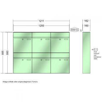 RENZ PLAN, Anlage ohne Installationskasten, Kasten 400x440x160, 6-teilig, 60-0-60329