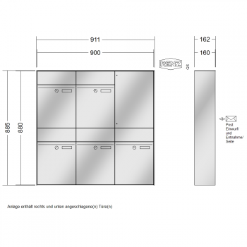 RENZ PLAN Edelstahl, Anlage ohne Installationskasten, Kasten 300x440x160, 5-teilig, 60-0-60331