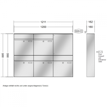 RENZ PLAN Edelstahl, Anlage ohne Installationskasten, Kasten 400x440x160, 5-teilig, 60-0-60334