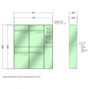 RENZ PLAN, Anlage mit Installationskasten, Kasten 300x440x160, 4-teilig, 60-0-60336