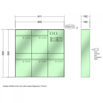 RENZ PLAN, Anlage mit Installationskasten, Kasten 300x440x160, 5-teilig, 60-0-60337