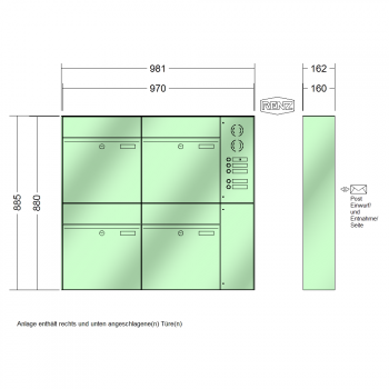 RENZ PLAN, Anlage mit Installationskasten, Kasten 400x440x160, 4-teilig, 60-0-60339