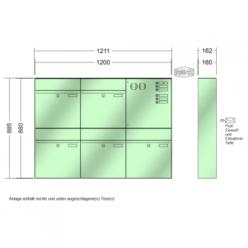 RENZ PLAN, Anlage mit Installationskasten, Kasten 400x440x160, 5-teilig, 60-0-60340