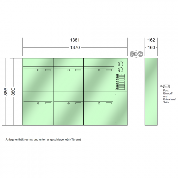 RENZ PLAN, Anlage mit Installationskasten, Kasten 400x440x160, 6-teilig, 60-0-60341