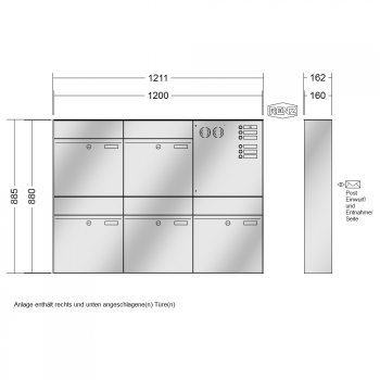 RENZ PLAN Edelstahl, Anlage mit Installationskasten, Kasten 400x440x160, 5-teilig, 60-0-60346