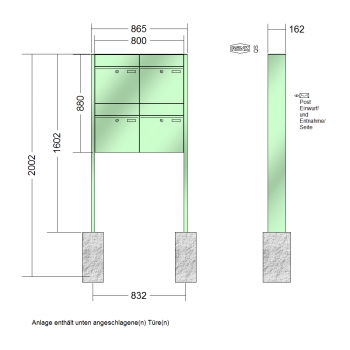 RENZ PLAN, Anlage ohne Installationskasten, Kasten 400x440x160, 4-teilig, zum Einbetonieren, 60-0-60354