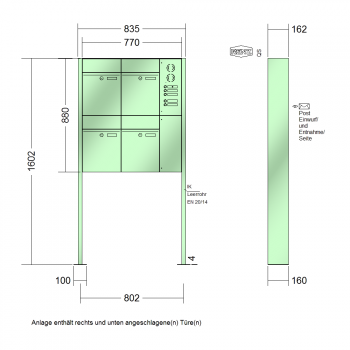 RENZ PLAN, Anlage mit Installationskasten, Kasten 300x440x160, 4-teilig, mit Fußplatten zum Aufschrauben, 60-0-60363