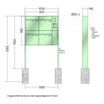 RENZ PLAN, Anlage mit Installationskasten, Kasten 400x440x160, 4-teilig, zum Einbetonieren, 60-0-60366