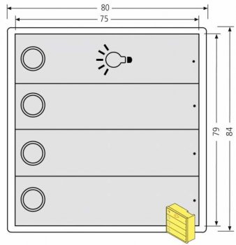 RENZ RSA2-kompakt-Block, 3 Klingeltaster + 1 Lichttaster, Edelstahl oder ALU, 97-9-85326, 97-9-85328