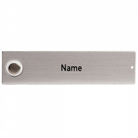 RENZ RSA2 Namensschild 90300025, Edelstahl,  mit Klingelknopf, mit indiv. Gravur - Frontansicht, schwarze Schrift