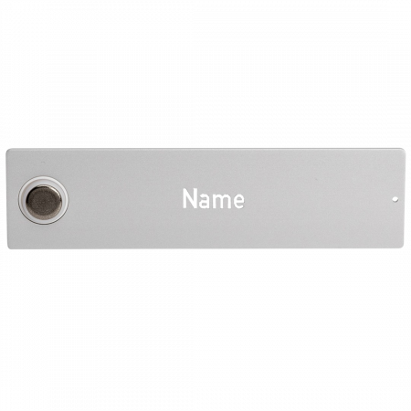 RENZ RSA2 Namensschild 90-3-00026, mit Klingelknopf, ALU,  mit indiv. Gravur - Frontansicht, weiße Schrift