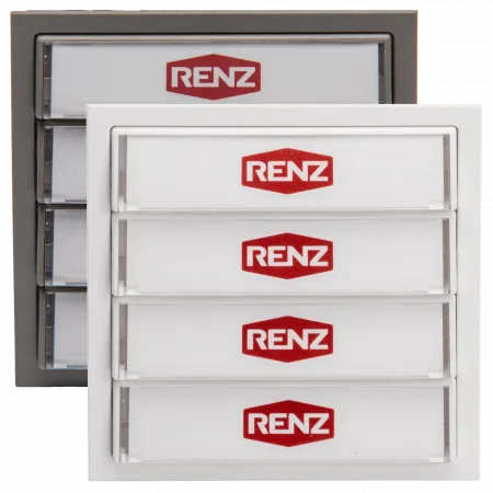 RENZ Tastenmodul mit 4x Klingeltaster, 2. Generation, 97-9-85272 - Frontansicht, Farbe: Weiß oder Grau