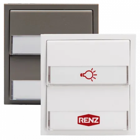 RENZ Tastenmodul mit 1x Licht- und 1x Klingeltaster 97-9-85274 - Frontansicht, Farbe: Weiß oder Grau