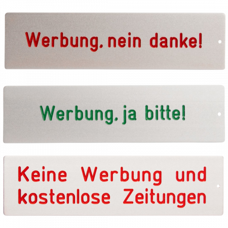 RENZ RSA2 Namensschild aus Metall für/gegen Werbung mit opt. Gehäuse - Variantenauswahl
