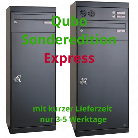 RENZ Paketkasten QUBO Sonderedition Express, Paketfach L oder XL mit kurzer Lieferzeit (3-5 Werktage) - Frontansicht der Varianten, Farbe: Anthrazitgrau
