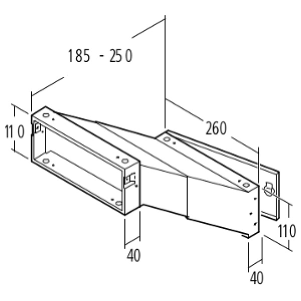 RENZ Mauerdurchwurfkasten, Entnahmetür aus Edelstahl oder ALU, ausziehbarer Kasten 260x110x185-250 mm, 7 ltr., 14-1-20823