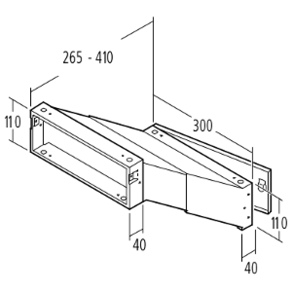 RENZ Mauerdurchwurfkasten, Entnahmetür aus Edelstahl oder ALU, ausziehbarer Kasten 300x110x265-410, 13 ltr., 14-1-21223