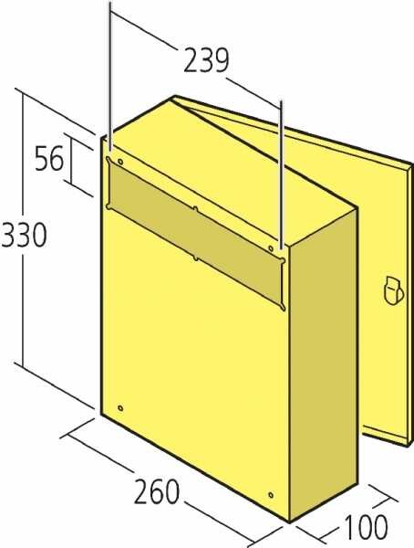 RENZ Durchwurfbriefkasten mit Rückschlitz, Stahl, 260x330x100, 8 ltr., 17-1-17112