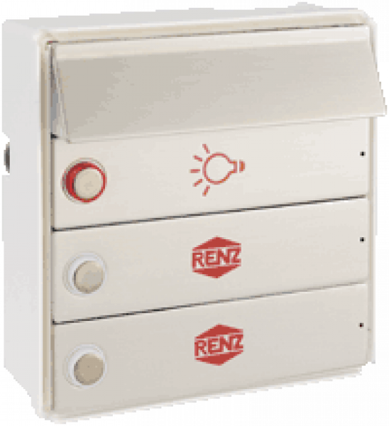 RENZ RSA2-kompakt-Block, 2 Klingeltaster + 1 Lichttaster + 1 Beleuchtungselement, Edelstahl oder ALU, 97-9-85335, 97-9-85336