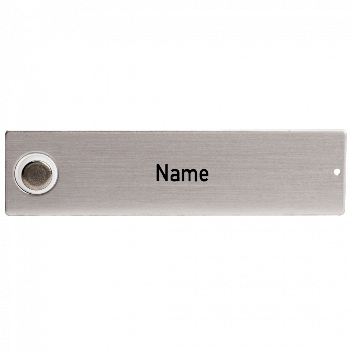 RENZ RSA2 Namensschild 90300025, Edelstahl,  mit Klingelknopf, mit indiv. Gravur - Frontansicht, schwarze Schrift