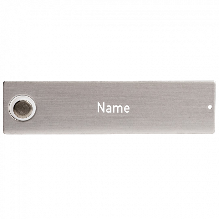 RENZ RSA2 Namensschild 90300025, Edelstahl,  mit Klingelknopf, mit indiv. Gravur - Frontansicht, weiße Schrift