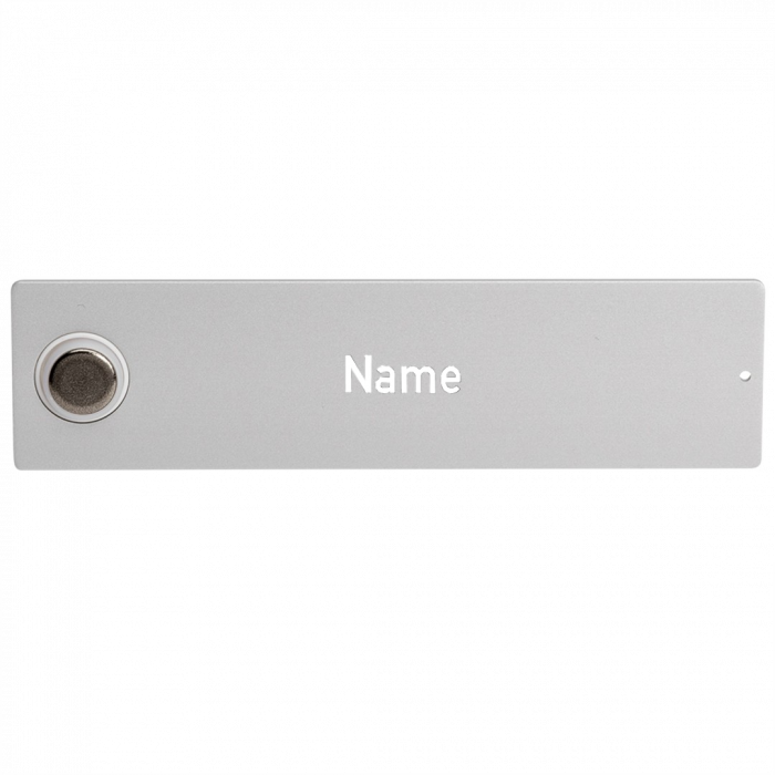 RENZ RSA2 Namensschild 90-3-00026, mit Klingelknopf, ALU,  mit indiv. Gravur - Frontansicht, weiße Schrift