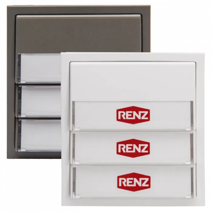 RENZ Tastenmodul mit 3x Klingeltaster 97-9-85271 - Frontansicht, Farbe: Weiß oder Grau