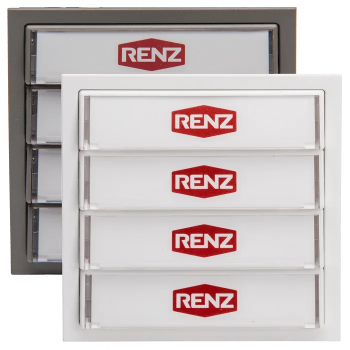 RENZ Tastenmodul mit 4x Klingeltaster, 2. Generation, 97-9-85272 - Frontansicht, Farbe: Weiß oder Grau