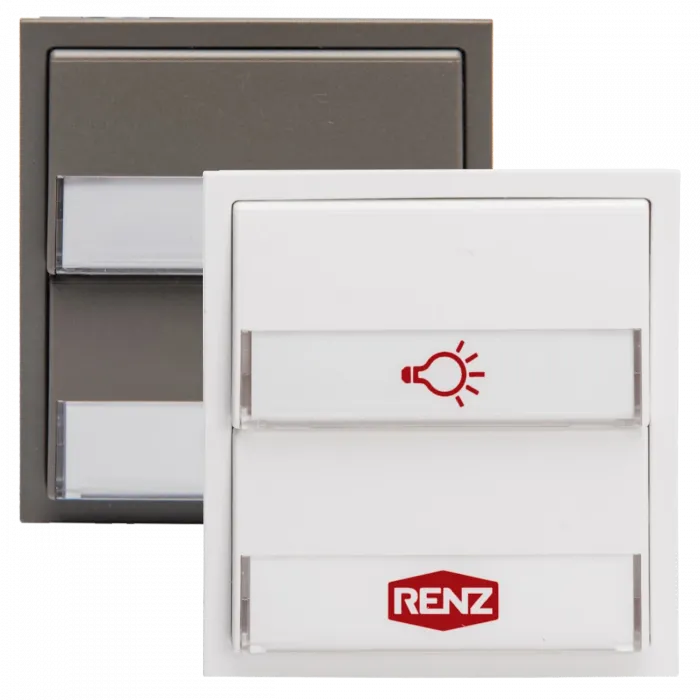 RENZ Tastenmodul mit 1x Licht- und 1x Klingeltaster 97-9-85274 - Frontansicht, Farbe: Weiß oder Grau