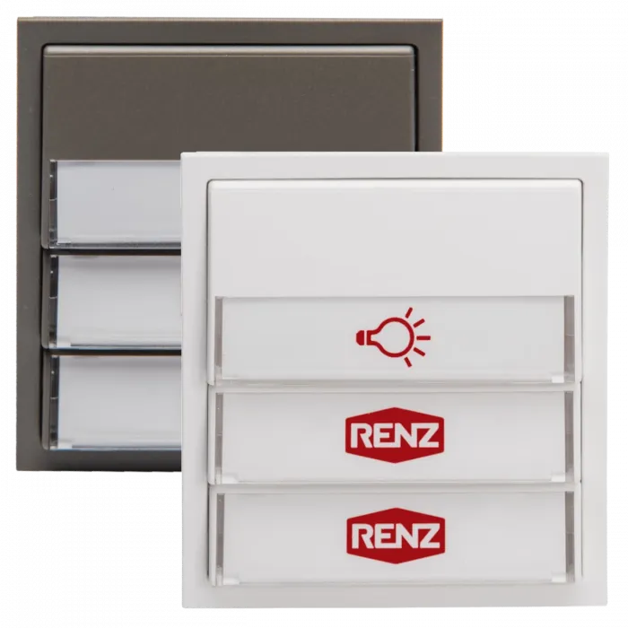 RENZ Tastenmodul mit 1x Licht- und 2x Klingeltaster 97-9-85275 - Frontansicht, Farbe: Weiß oder Grau