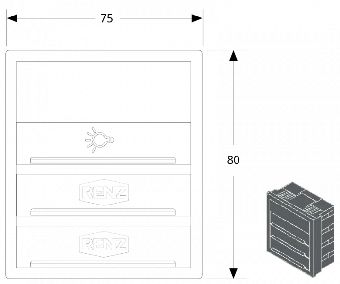 RENZ Klingel- und Lichtmodul 3. Generation 97-9-85675, 1xLicht, 2xKlingel - schematische Darstellung