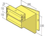 RENZ Mauerdurchwurfkasten, Entnahmetür aus Edelstahl V4A, feststehende Tiefe, Kasten 300x220x515mm, 1-teilig, 13 ltr., 14-0-14711