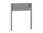 Freistehende Briefkastenanlage, RENZ Basic 2-teilig, 10-0-10007 - Frontansicht,  Farbe: Graualuminium, Klingel: Rechts