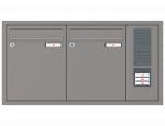 Unterputz Briefkastenanlage 2-teilig, RENZ Eckrahmen, 10-0-25101 - Frontansicht,  Farbe: Graualuminium, Klingel: Rechts