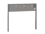 Freistehende Briefkastenanlage, RENZ Basic 3-teilig, 10-0-10008 - Frontansicht,  Farbe: Graualuminium, Klingel: Rechts