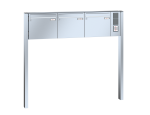 Freistehende Edelstahl Briefkastenanlage, RENZ Basic 3-teilig, 10-0-25072 -  Frontansicht, Klingel: Rechts