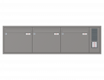 Unterputz Briefkastenanlage 3-teilig, RENZ Eckrahmen, 10-0-25135 - Frontansicht,  Farbe: Graualuminium, Klingel: Rechts