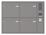 Unterputz Briefkastenanlage 4-teilig, RENZ Eckrahmen, 10-0-25177 - Frontansicht,  Farbe: Graualuminium, Klingel: Rechts