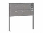 Freistehende Briefkastenanlage, RENZ Basic 6-teilig, 10-0-10011 - Frontansicht,  Farbe: Graualuminium, Klingel: Rechts