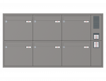 Unterputz Briefkastenanlage 6-teilig, RENZ Eckrahmen, 10-0-25245 - Frontansicht,  Farbe: Graualuminium, Klingel: Rechts