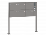 Freistehende Briefkastenanlage, RENZ Basic 6-teilig, 10-0-29011 - Frontansicht,  Farbe: Graualuminium, Klingel: Rechts