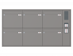 Unterputz Briefkastenanlage 6-teilig, RENZ Eckrahmen, 10-0-35136 - Frontansicht,  Farbe: Graualuminium, Klingel: Rechts